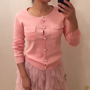 Pink knit cardigan. Xs